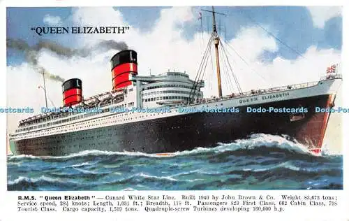 R290203 R M S Queen Elizabeth Cunard White Star Line Baujahr 1940 von John Brown Va