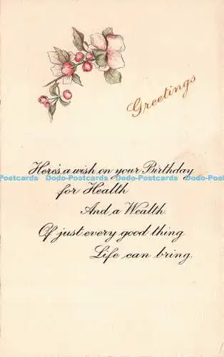R288839 Grüße Hier ist ein Wunsch zum Geburtstag für Gesundheit und ein Reichtum Gruß