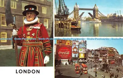 R292187 London Tower Bridge Piccadilly Circus A Beefeater Tower of London Multi