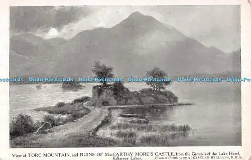 R291212 Blick auf den Torc-Berg und die Ruinen von MacCarthy Mores Castle vom Boden aus