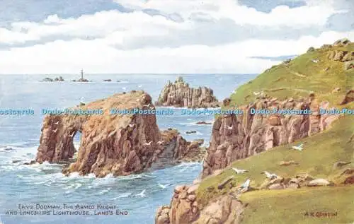 R294441 Enys Dodman The Armed Knight And Longships Lighthouse Lands End A R Quin