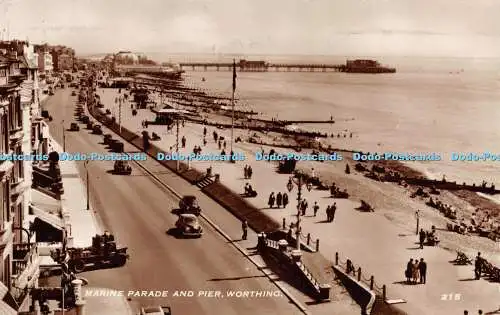 R293125 Marine Parade and Pier Worthing 215 RP Postkarte 1958
