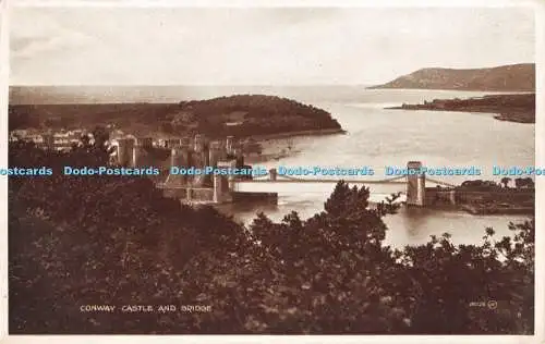 R295964 Conway Castle and Bridge 19029 Valentines Photo Brown