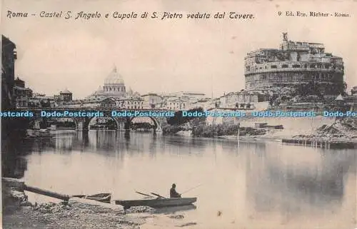 R294645 Roma Castel S Angelo E Cupola Di S Pietro Veduta Dal Tevere Ern Richter