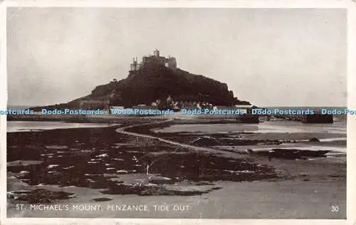 R293254 St Michaels Mount Penzance Tide Out 30 Post Card 1950