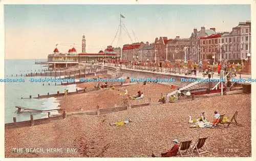 R293383 The Beach Herne Bay G7576 Valentine and Sons Carbo Farbpostkarte