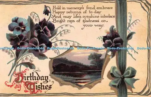 R298779 Grußkarte Geburtstag Wünsche Poesie Blumen Landschaft Philco Nr 3084