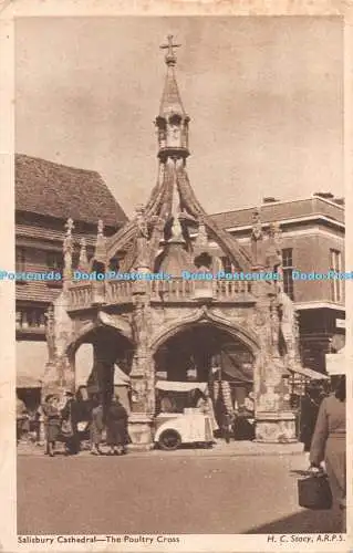 R299695 Salisbury Cathedral The Poultry Cross H C Stacy A R P S No 31 1954