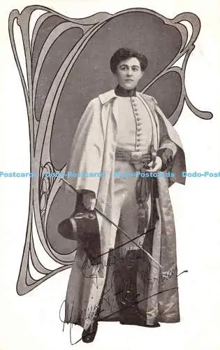 R300111 Frau in Hose mit Hut auf Händen Postkarte