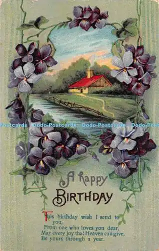 R300178 A Happy Birthday This birthday wish I send to you Postcard 1912