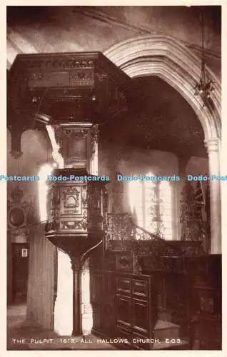 R300413 All Hallows Church The Pulpit A Real Bromide Photograph