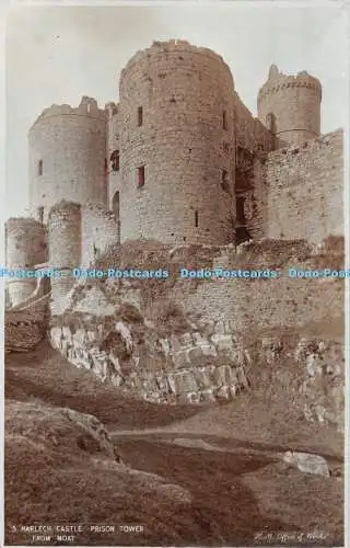 R300482 Harlech Castle Prison Tower from Moat H M Office of Works