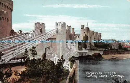 R302351 Conway Hängebrücke und Conway Castle North Wales Advt Co