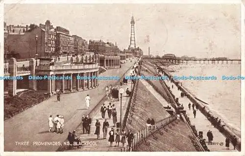 R302353 Blackpool Drei Promenaden N S Postkarte 1937