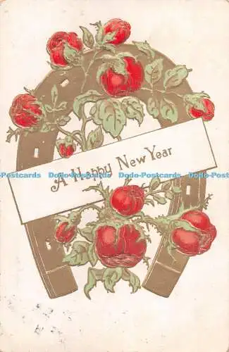 R300655 A Happy New Year Hufeisen und Rosen 1911