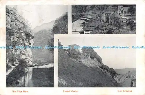 R302365 Lion Face Rock Peveril Castle B and R Camera Series Multi View 1904