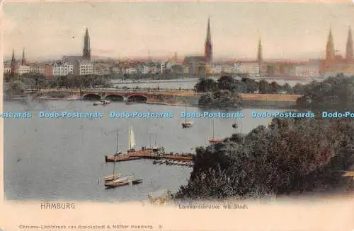 R303175 Hamburg Lombardsbrücke mit Stadt Chromo Lichtdruck von Knackstedt und Na