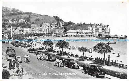 R304963 Promenade and Great Orme Llandudno W2817 Valentines Silveresque 1956