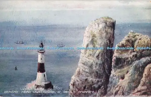 R305041 Beachy Head Lighthouse and Devils Chimney The Eastbourne Water Color Ser