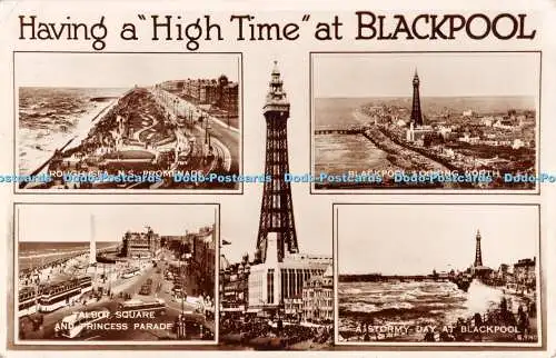 R303417 Mit hoher Zeit am Blackpool Rough Sea N S Promenade Talbot Square An