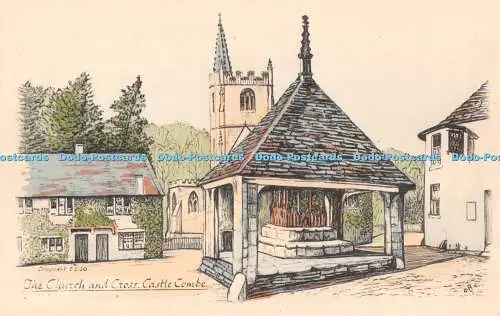 R301943 Castle Combe The Church and Cross Tuck C B N