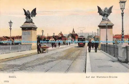 R308666 Basel 10924 Auf der Wettstein Brücke Reinicke und Rubin 1904