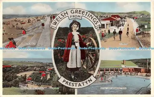 R302015 Welsh Greetings from Prestatyn The Beach Y Ffrith Royal Lido Swimming Po
