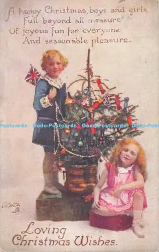 R310781 Loving Christmas Wishes A Happy Christmas boys and girls Tuck Photo Oile
