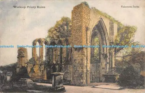 R309318 Worksop Priory Ruins Valentines Series Post Card 1904