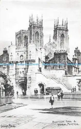 R310944 Bootham Bar und York Minster E T W Dennis Etchette Serie Joseph Pike