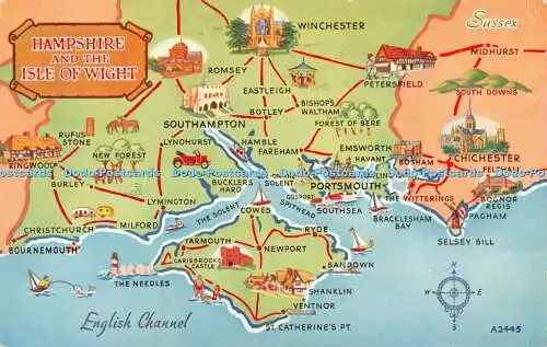 R309912 Hampshire und die Isle of Wight A2445 Kunstfarbe 1242 V Stil Postkarte Va