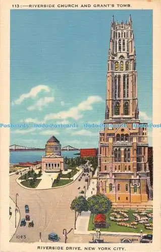 R311500 New York City Riverside Drive Riverside Church and Grant Tomb M P