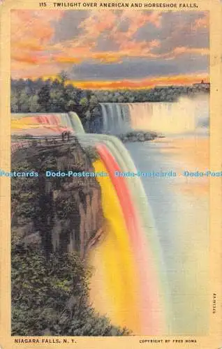 R312179 115 Twilight over American and Horseshoe Falls Niagara Falls N Y Fred No