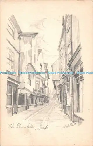 R312394 The Shambles York Woolstones Edwin Story Bleistiftzeichnung