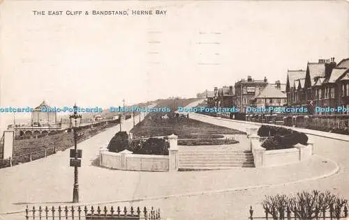 R312618 The East Cliff and Bandstand Herne Bay Postkarte 1934