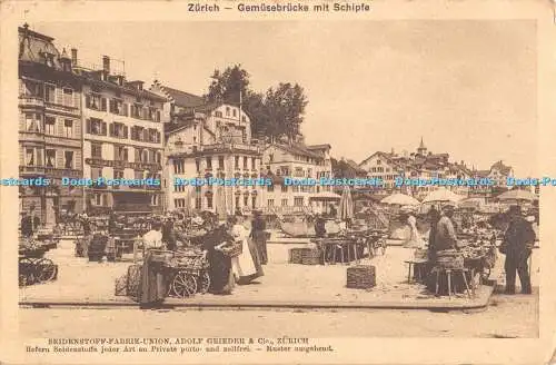 R313302 Zürich Gemusebrücke mit Schipfe Seidenstoff Fabrik Union Adolf Grieder a