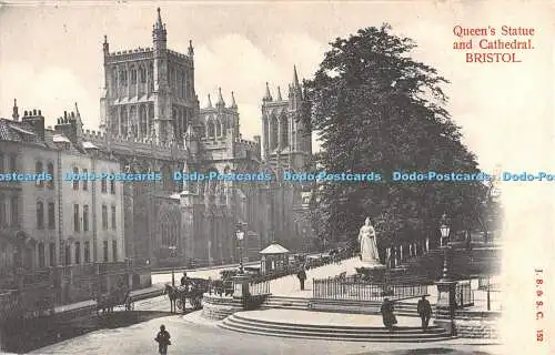 R313346 Queens Statue and Cathedral Bristol J B and S C 152 Post Card 1903