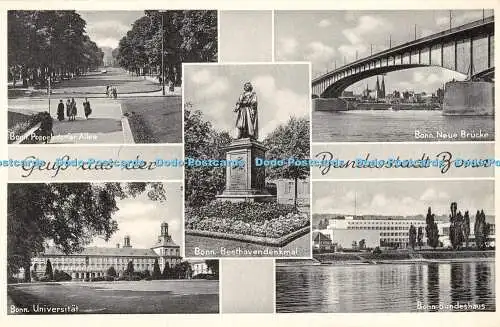 R316696 Gruss aus der Bundesstadt Bonn Beethovendenkmal Neue Brücke Bundeshaus J