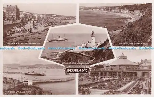 R320303 Grüße vom Douglas I. von M Douglas Head Leuchtturm The Beach und Cent
