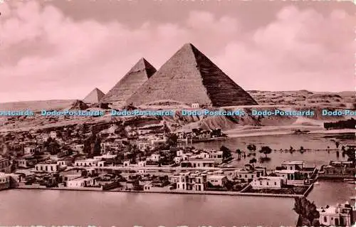 R315837 Die Pyramiden und das Mena-Dorf während der Nilflut Lehnert und Landrock Nr.