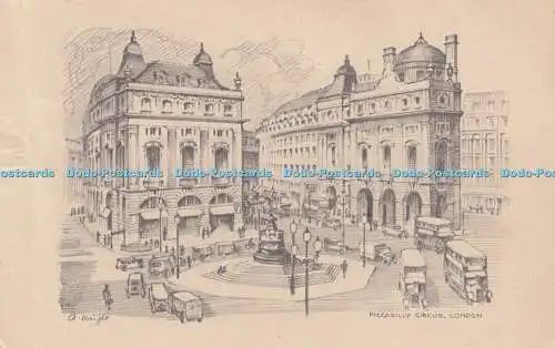 R319097 Piccadilly Circus London Bleistiftskizze Reproduktion Woolstone Bros Londo