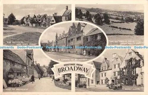 R320548 Grüße vom Broadway War Memorial und der High Street The Lygon Arms Hote