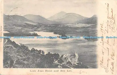 R320777 Loch Awe Hotel und Ben Lui Valentines Serie 1902