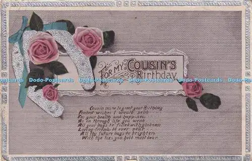 R319550 Für meinen Cousin Geburtstag rosa Rosen Postkarte