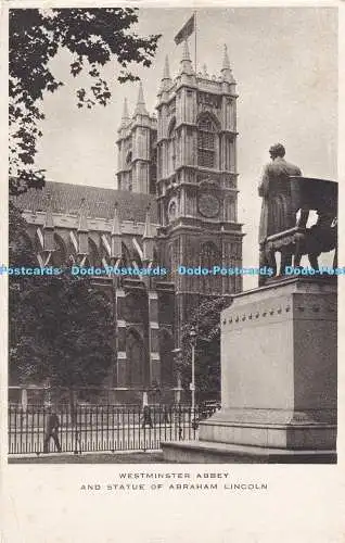 R323875 Westminster Abbey und Statue von Abraham Lincoln Tuck Gravure Postkarte Lo