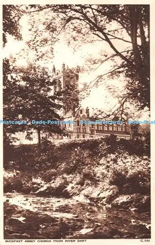R322481 Buckfast Abbey Church from River Dart Photochrom