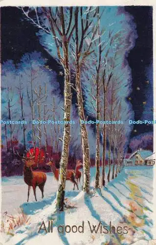 R325305 Alle guten Wünsche Hirsch im Winter Postkarte