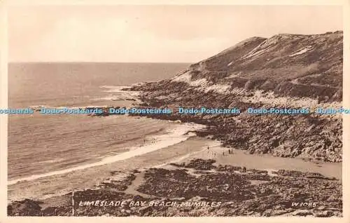 R328380 Limeslade Bay Beach Mumbles W 1085 Sepiatone Postkarte Valentine and Sons