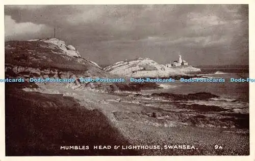 R328381 Mumbles Head and Lighthouse Swansea 9A Postkarte