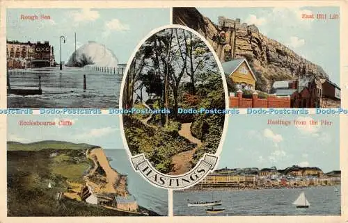 R329939 Hastings Rough Sea East Hill Lift Multi View 1933